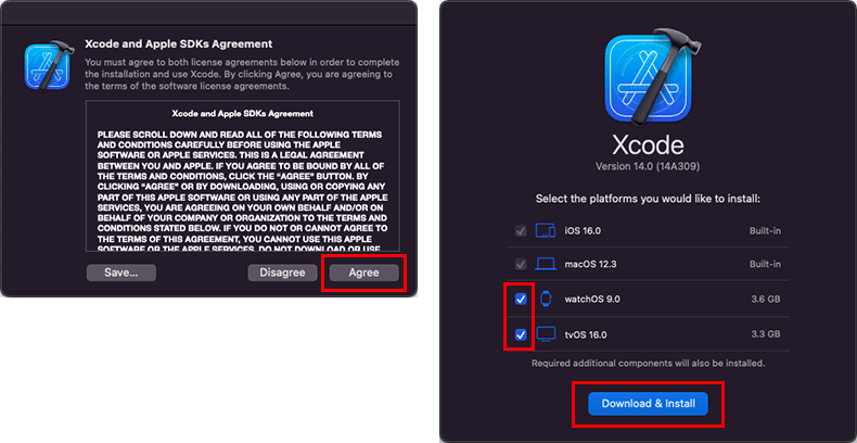 Xcodeで利用するプラットフォーム（watchOS、tvOS）の選択