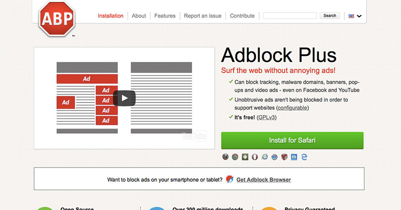 Safariの拡張機能 Adblock Plusで広告をブロック