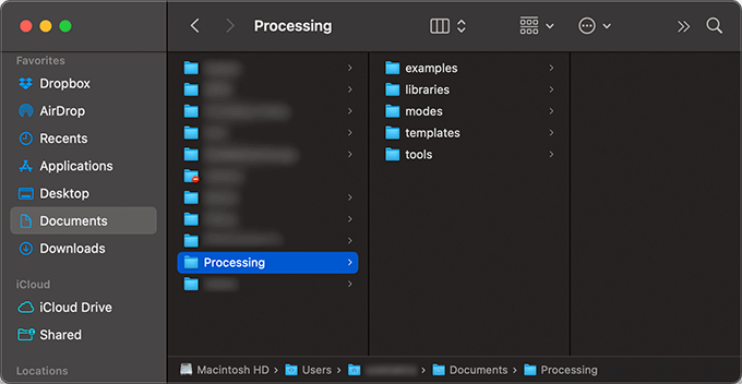 macOSのProcessingフォルダの場所