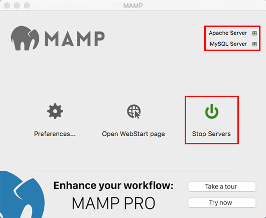 MAMPの起動完了