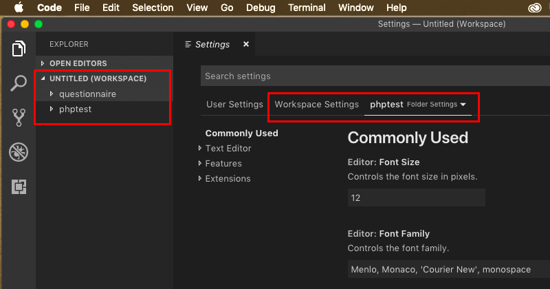 Visual Studio CodeでのWorkspaceの作成