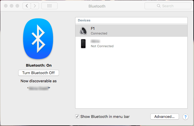 MacとのBluetooth接続完了