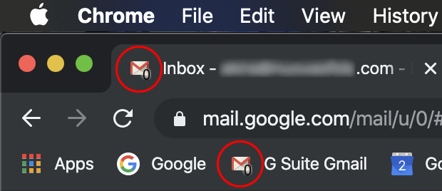 Gmailでの未読メールの件数の表示