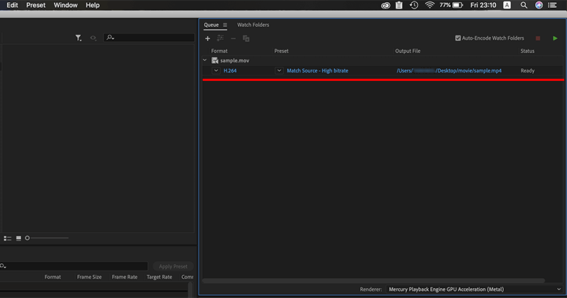 Adobe Media Encoderに動画ファイルを追加