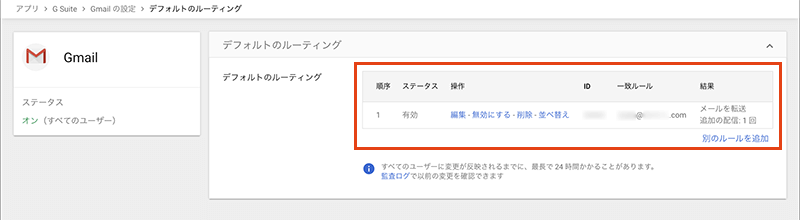 Google Workspaceのメール転送設定04