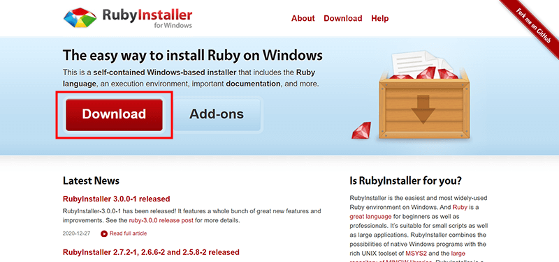 Ruby Installerサイト