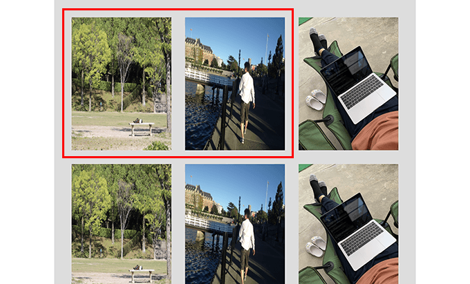 横並びの画像のアスペクト比が崩れる例