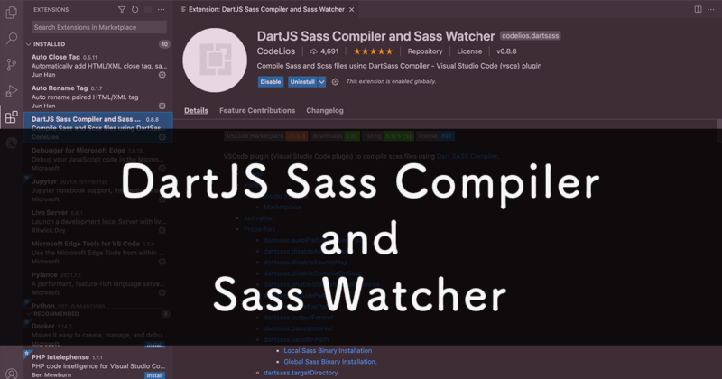 DartJS Sass Compiler and Sass WatcherでSassを自動コンパイル