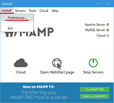 Windows版のMAMPの環境設定