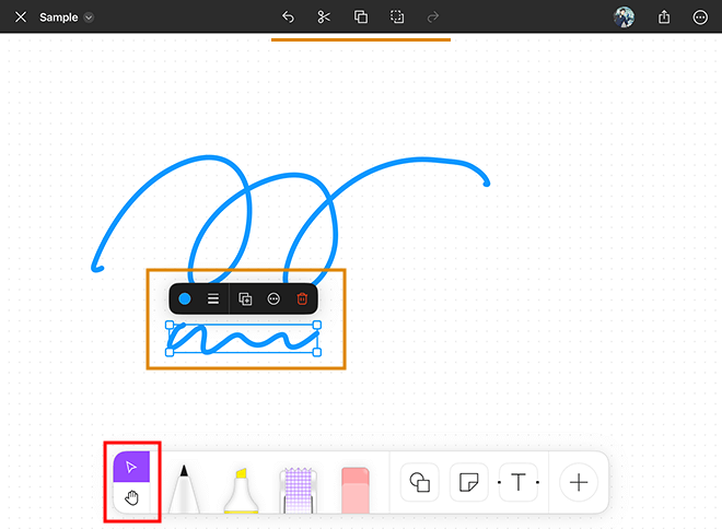 FigJamの選択ツールやハンドツールの操作