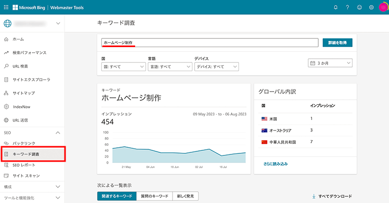 Bing Webマスターツールを使ったキーワード調査