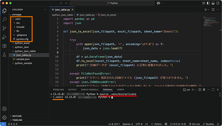 Pythonの仮想環境(venv)のアクティベート