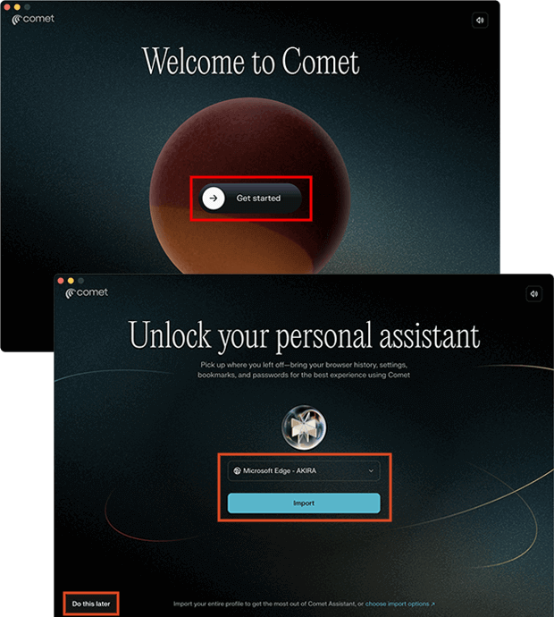 Cometの利用開始時の設定