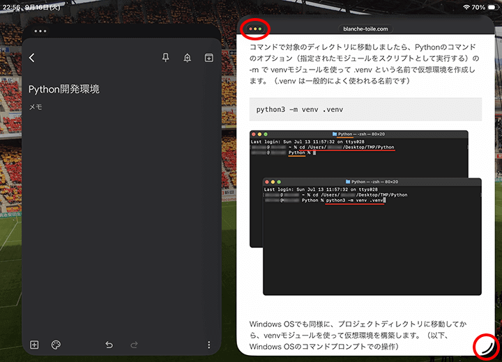 アプリをそれぞれ独立したウィンドウとして表示・リサイズなどの表示調整